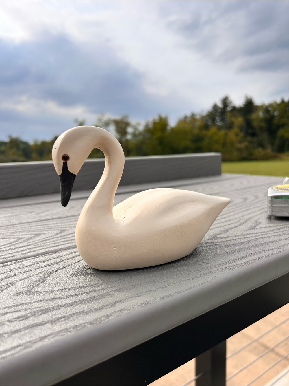 Vintage Wooden Swan Figurine Cream Bird Sculpture Decoy decor - Picture 3 of 8